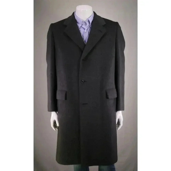 Malcolm Kenneth x B. Altman Kittens Ear Velour Wool Gray/Black Wool Overcoat 41L - Picture 1 of 10